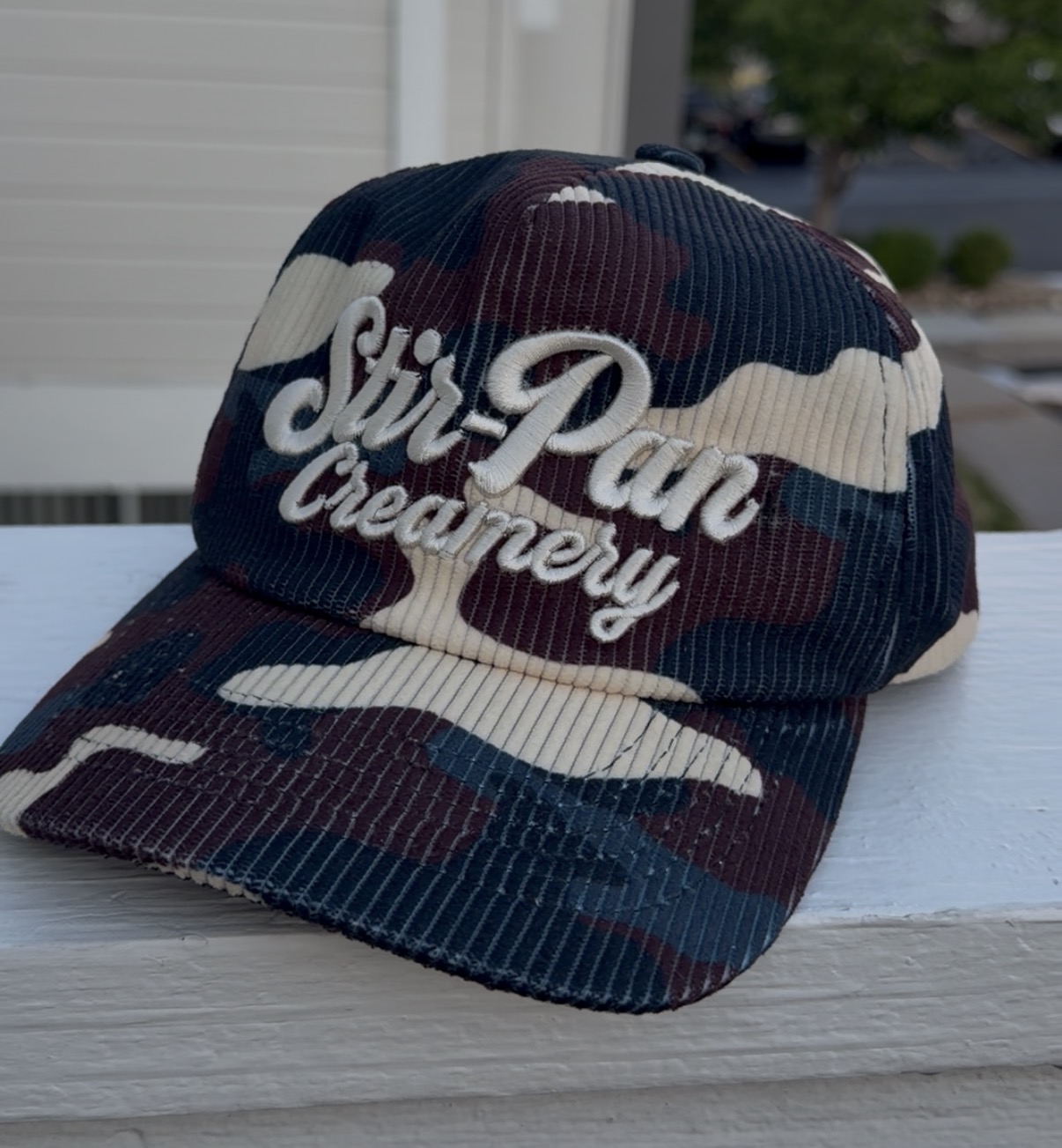 Avalanche Camo corduroy cap, Stir-Pan Creamery edition